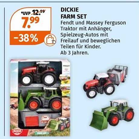 DICKIE FARM SET - Fendt und Massey Ferguson Traktor mit Anhänger