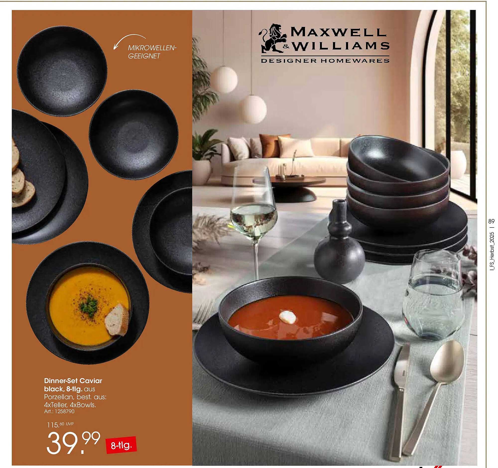 DinnerSet Caviar black, 8-tlg. aus Porzellan