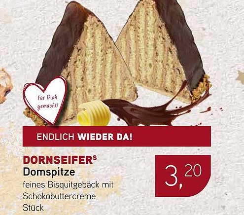 DORNSEIFERS Domspitze - feines Biskuitgebäck mit Schokobuttercreme Stück