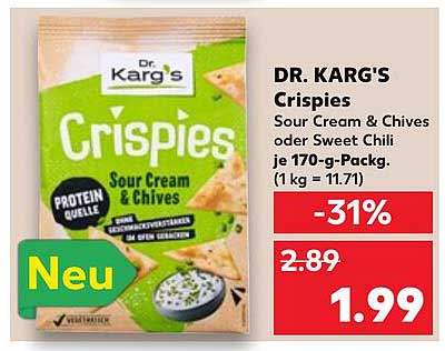 Dr. Karg's Crispies Sour Cream & Chives oder Sweet Chili je 170-g-Packung