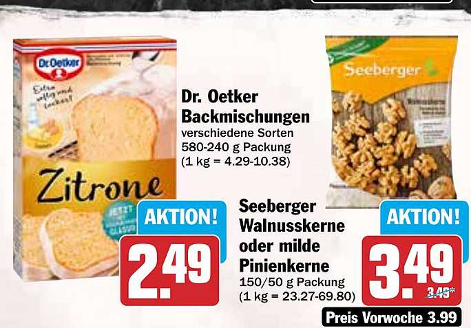Dr. Oetker Backmischungen verschiedene Sorten 580-240 g Packung