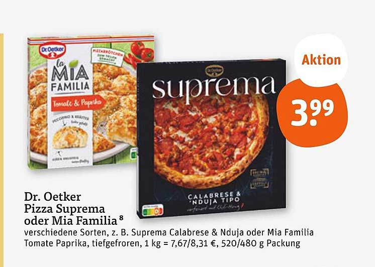 Dr. Oetker Pizza Suprema oder Mia Familia