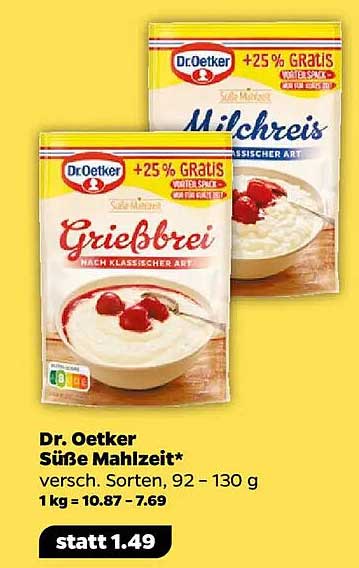 Dr. Oetker Süße Mahlzeit – verschiedene Sorten (92 – 130 g)