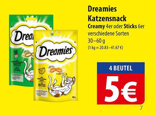 Dreamies Katzensnack Creamy 4er oder Sticks 6er verschiedene Sorten