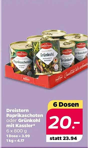 Dreistern Paprikaschoten oder Grünkohl mit Kassler - 6 Dosen