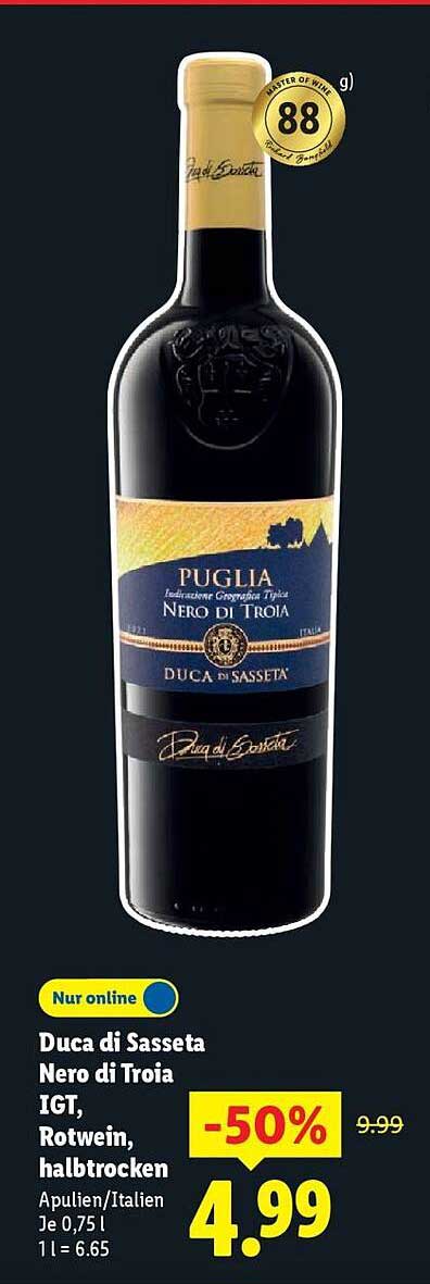 Duca di Sasseta Nero di Troia IGT, Rotwein, halbtrocken