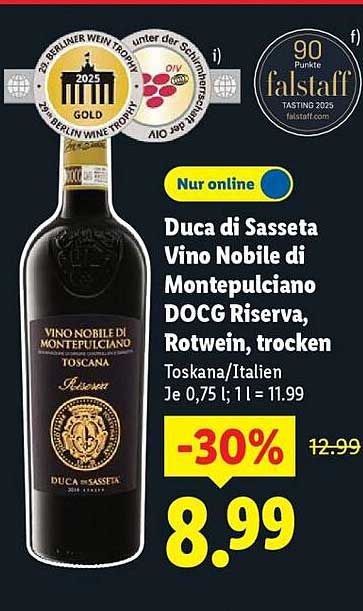Duca di Sasseta Vino Nobile di Montepulciano DOCG Riserva, Rotwein, trocken