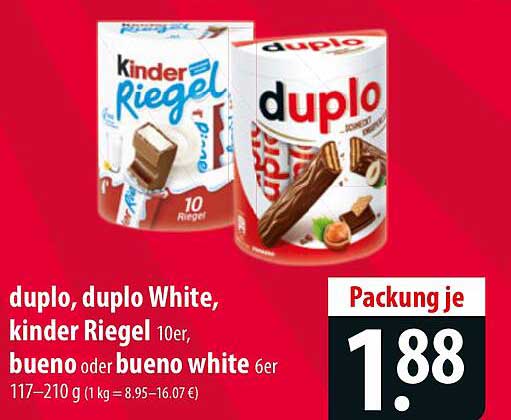 duplo, duplo White, kinder Riegel 10er, bueno oder bueno white 6er