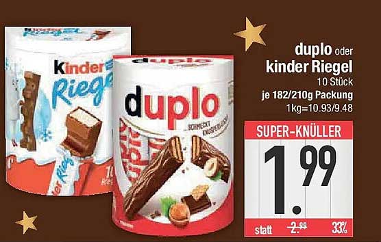 duplo oder kinder Riegel 10 Stück