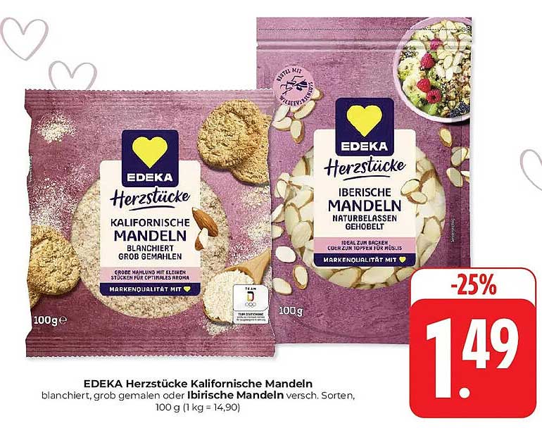EDEKA Herzstücke Kalifornische Mandeln und Iberische Mandeln