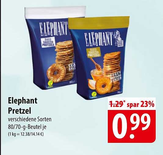 Elephant Pretzel verschiedene Sorten 80/70-g-Beutel