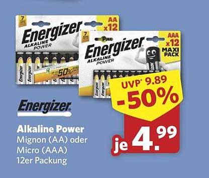 Energizer Alkaline Power – Mignon (AA) oder Micro (AAA) 12er Packung