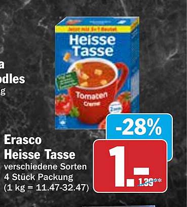 Erasco Heisse Tasse - verschiedene Sorten, 4 Stück Packung