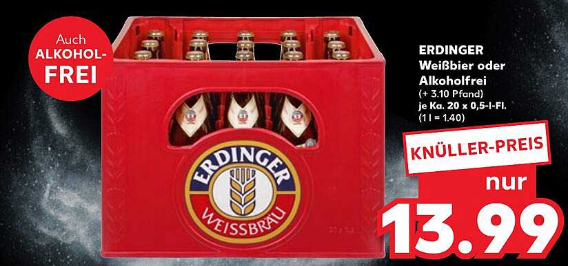 ERDINGER Weißbier oder Alkoholfrei - Knüller-Preis nur 13,99 €