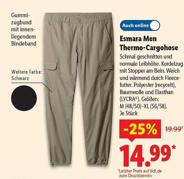 Esmara Men Thermo-Cargohose