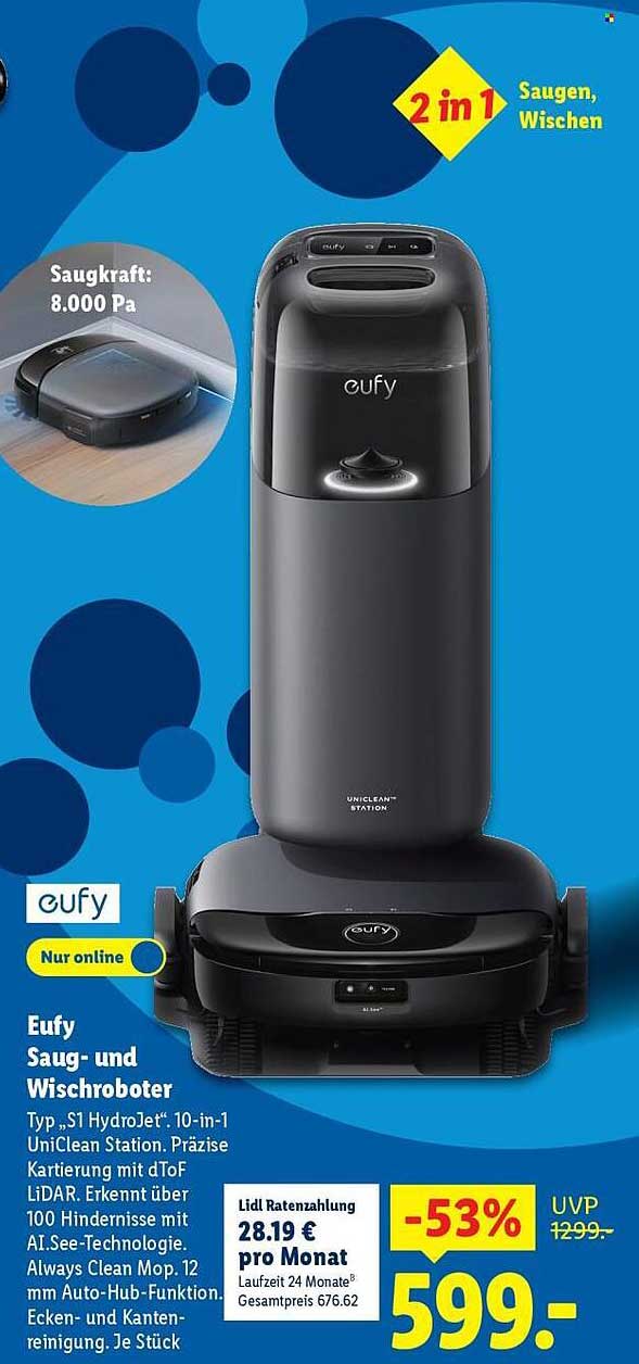 Eufy Saug- und Wischroboter Typ S1 HydroJet™ - 10-in-1 UniClean Station
