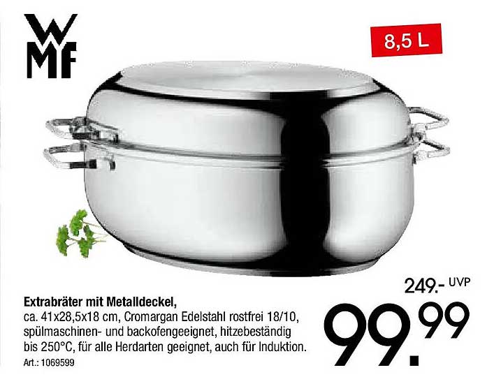 Extrabräter mit Metalldeckel von WMF, 8,5 L