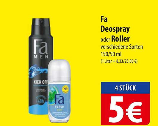 Fa Deospray oder Roller verschiedene Sorten 150/50 ml