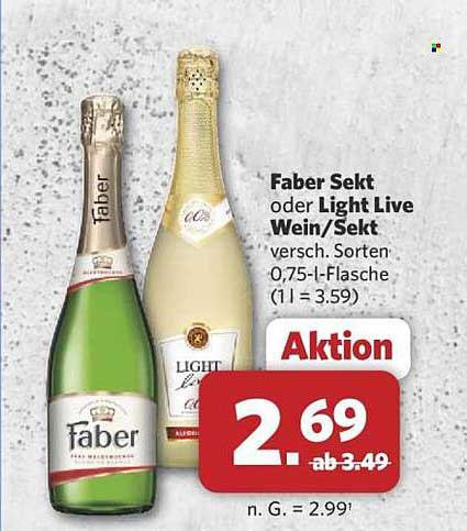 Faber Sekt oder Light Live Wein/Sekt 0,75-l-Flasche