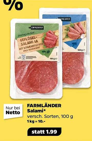 FARMLÄNDER Salami* - verschiedene Sorten, 100 g