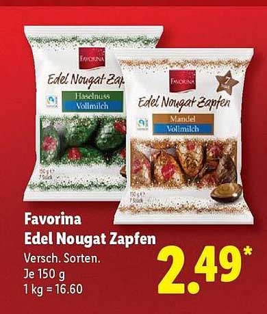 Favorina Edel Nougat Zapfen 150 g - Verschiedene Sorten