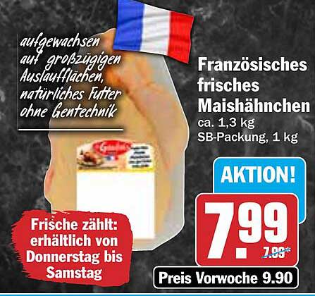 Französisches frisches Maishähnchen ca. 1,3 kg