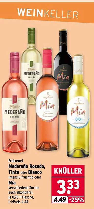 Freixenet Mederaño Rosado, Tinto oder Blanco – intensv-fruchtig oder Mía