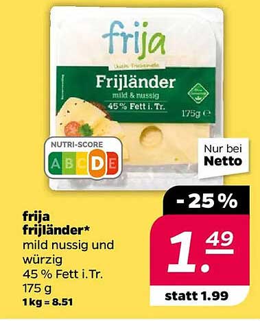 frija frijländer* mild nussig und würzig 175 g