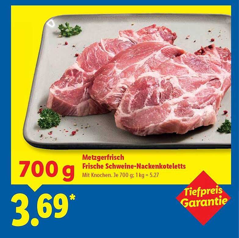 Frische Schweine-Nackensteaks mit Knochen - 700 g
