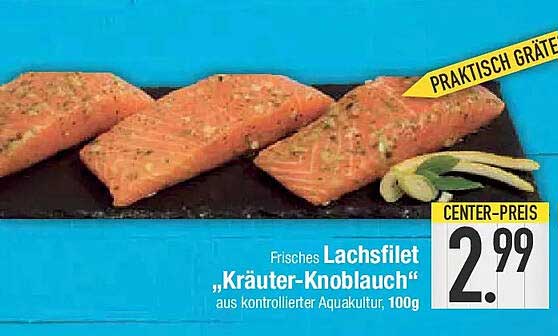 Frisches Lachsfilet "Kräuter-Knoblauch" aus kontrollierter Aquakultur, 100g