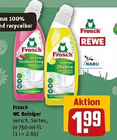Frosch WC Reiniger - Himbeer-Essig und Zitrone, je 750-ml-FL