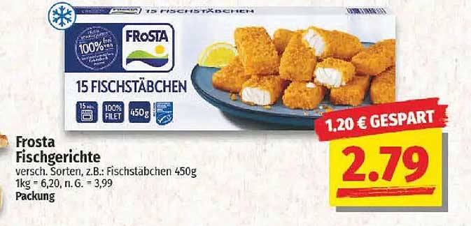 Frosta Fischgerichte 15 Fischstäbchen 450g