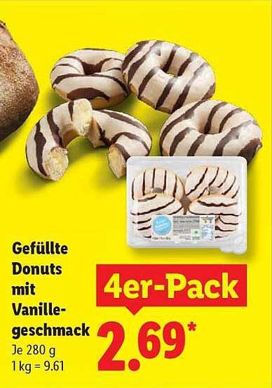 Gefüllte Donuts mit Vanillegeschmack - 4er-Pack