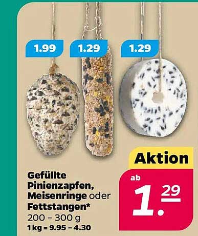 Gefüllte Pinienzapfen, Meisenringe oder Fettstangen