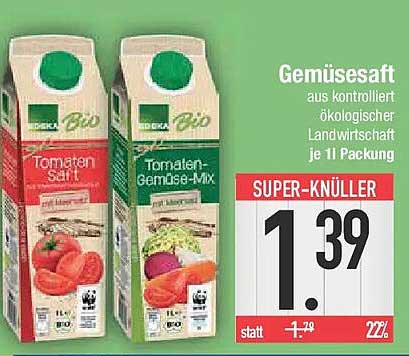 Gemüsesaft aus kontrolliert ökologischer Landwirtschaft