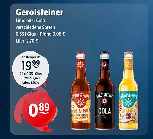 Gerolsteiner Limo oder Cola – verschiedene Sorten