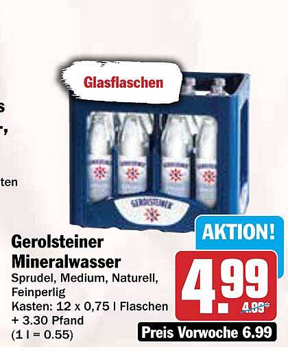 Gerolsteiner Mineralwasser 12 x 0,75 l Glasflaschen