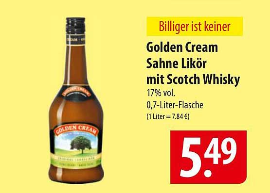 Golden Cream Sahne Likör mit Scotch Whisky