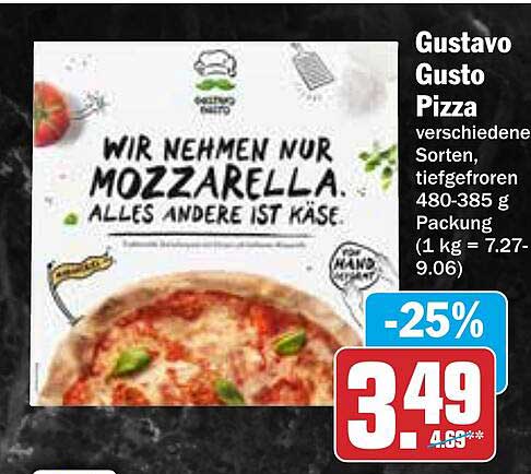 Gustavo Gusto Pizza - Verschiedene Sorten, tiefgefroren, 480-385 g