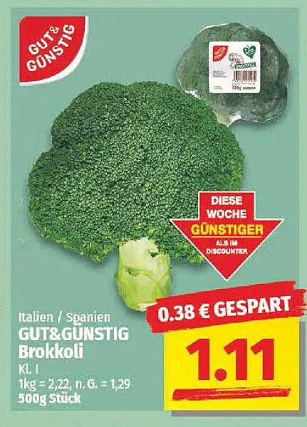 GUT & GÜNSTIG Brokkoli 500g für nur 1,11 €