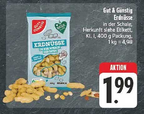 Gut & Günstig Erdnüsse in der Schale, 400 g