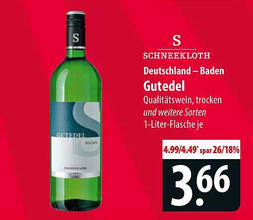 Gutedel Qualitätswein, trocken, 1-Liter-Flasche