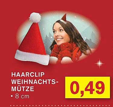 Haarclip Weihnachtsmütze - 8 cm