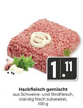Hackfleisch gemischt aus Schweine- und Rindfleisch, ständig frisch zubereitet, 100 g