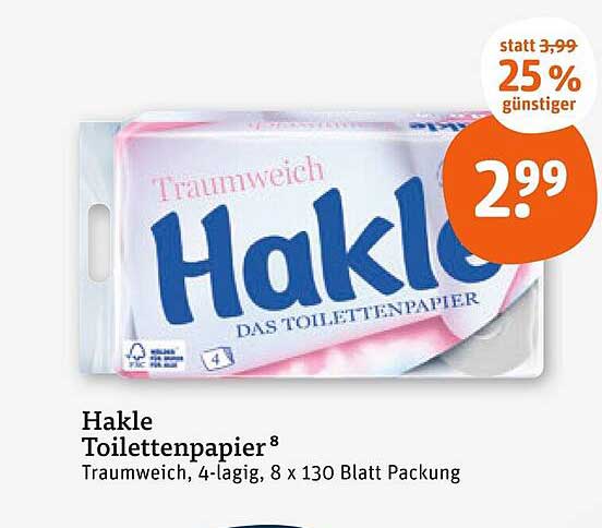 Hakle Toilettenpapier 8 x 130 Blätter