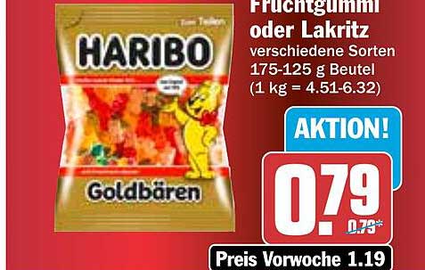 HARIBO Fruchtgummi oder Lakritz 175-125 g Beutel