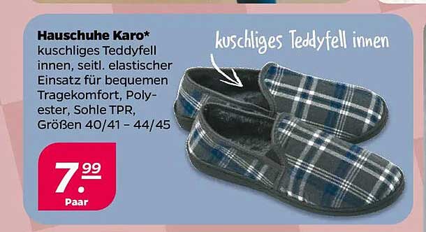 Hauschuhe Karo* - kuschliges Teddyfell für gemütliche Tage