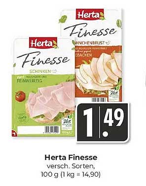 Herta Finesse Schinken und Hähnchenbrust - Verschiedene Sorten