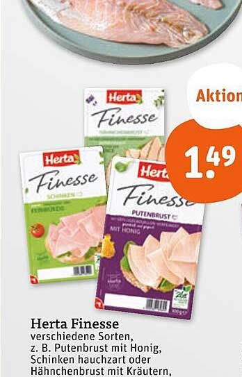 Herta Finesse verschiedene Sorten, z. B. Putenbrust mit Honig