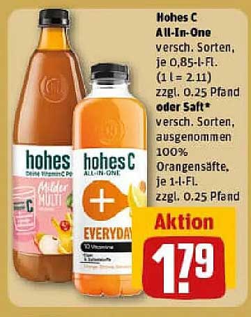 Hohes C All-In-One 0,85 l - Verschiedene Sorten